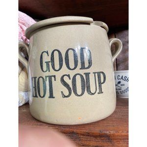 Primitive pottery good soup  tureen pot lid Vintage antique– lid farmhouse